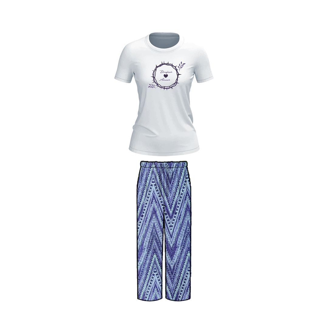 Belleza Lingerie Crew Neck C/Jersey Pajama Set 0103-Multi