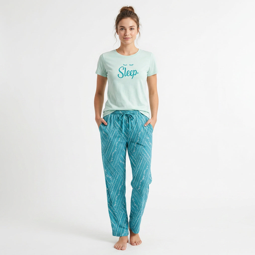 Belleza Lingerie Crew Neck C/Jersey Pajama Set 0104-Multi