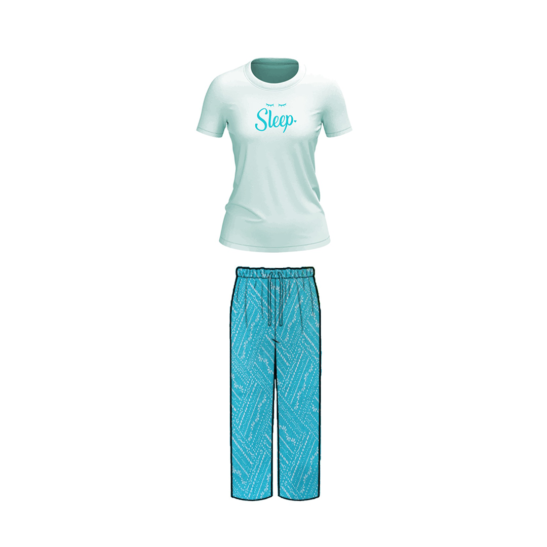Belleza Lingerie Crew Neck C/Jersey Pajama Set 0104-Multi