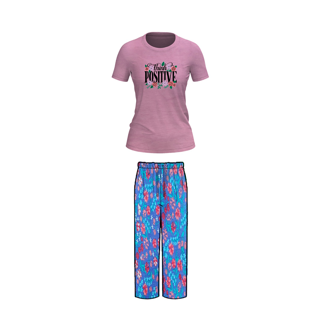 Belleza Lingerie Crew Neck C/Jersey Pajama Set 0110-Multi