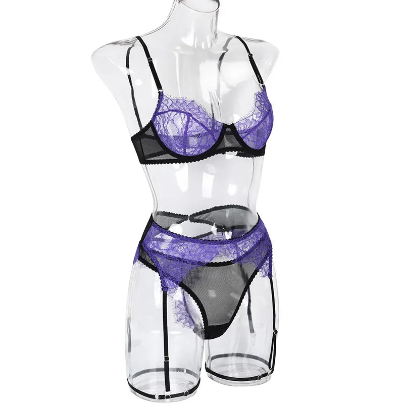 Belleza Lingerie Wired Net Bra Set - 1065
