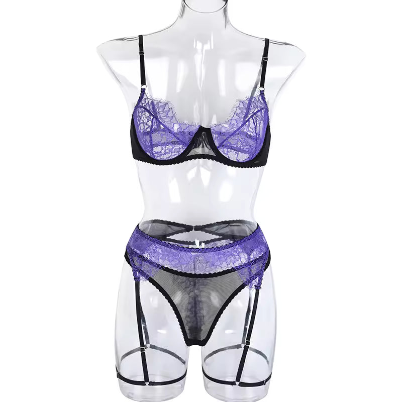 Belleza Lingerie Wired Net Bra Set - 1065