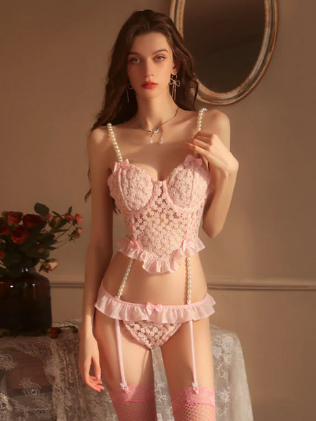 Belleza Lingerie Wired Net Bra Set - 1015