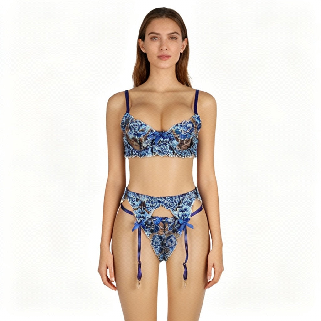 Belleza Lingerie Wired Net Bra Set - 1160