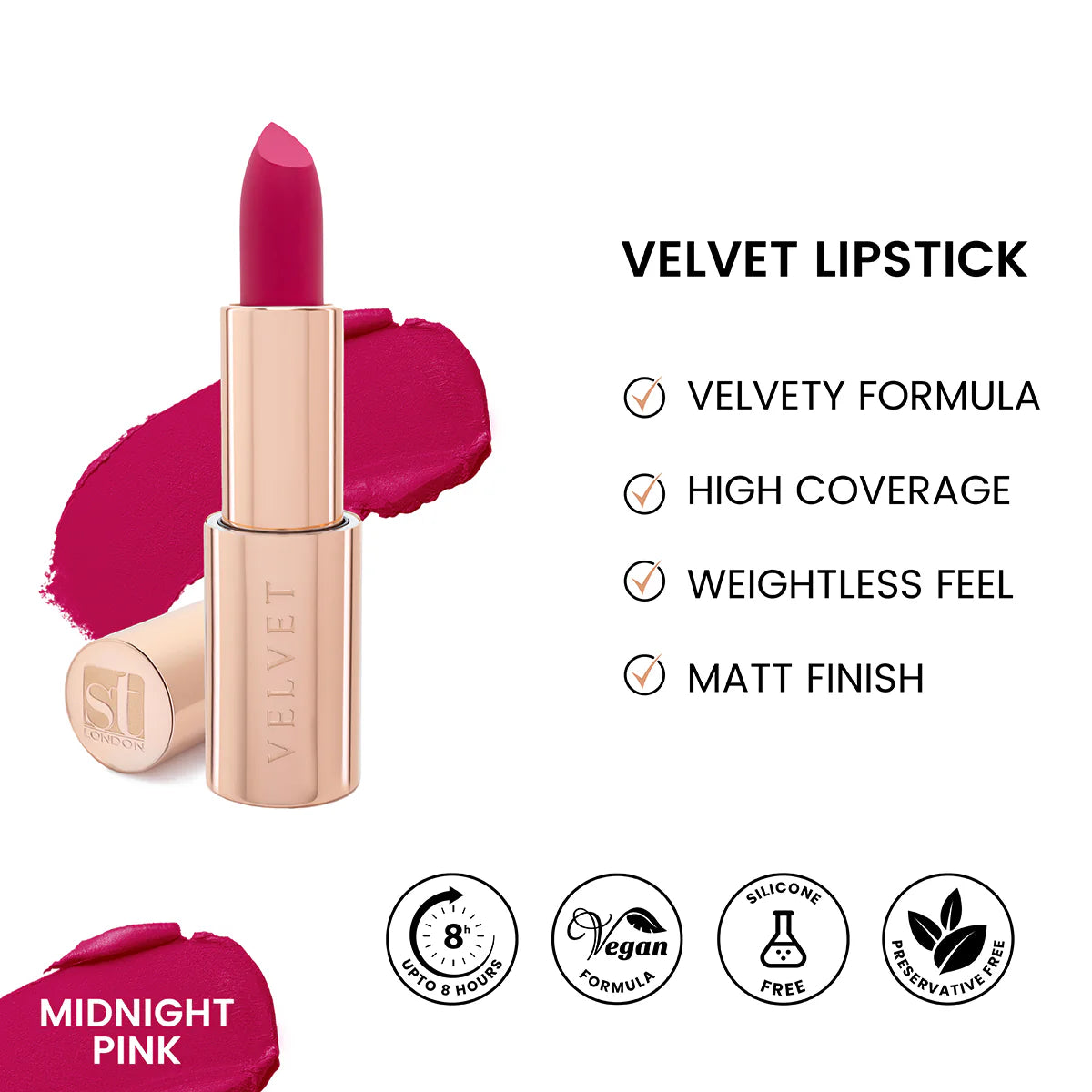 St.London New Velvet Ultra Matt Lipstick-Midnight Pink