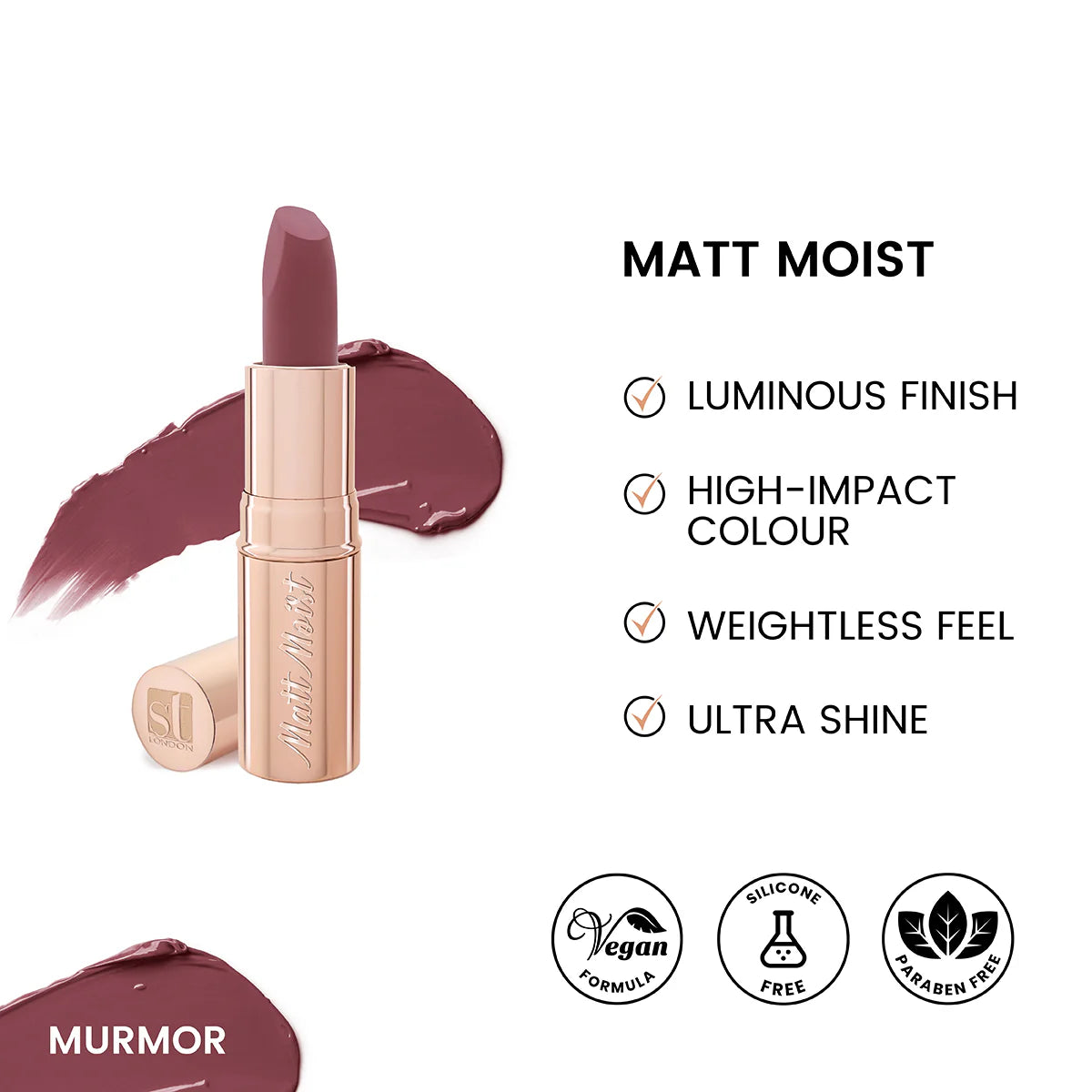 St.London New Matt Moist.Long-Lasting Lipstick-Murmor