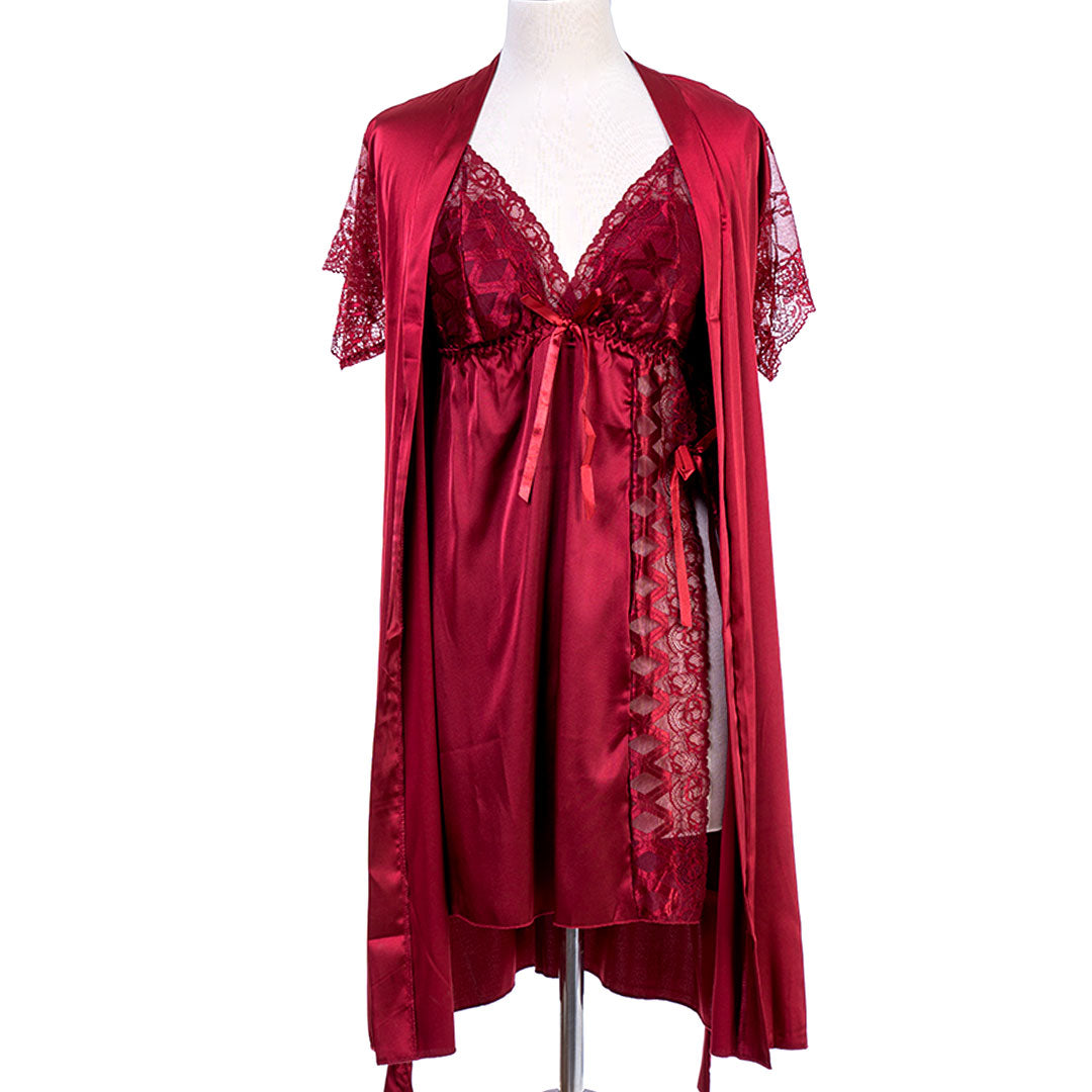 Belleza Lingerie Midi Nighty With Robe - 7653