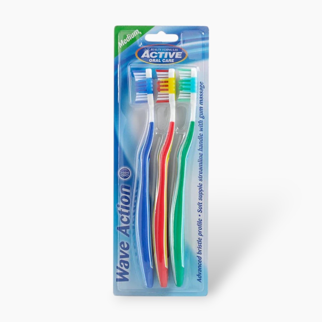 Beauty Formulas Active Wave Action Medium Tooth Brush 3'S