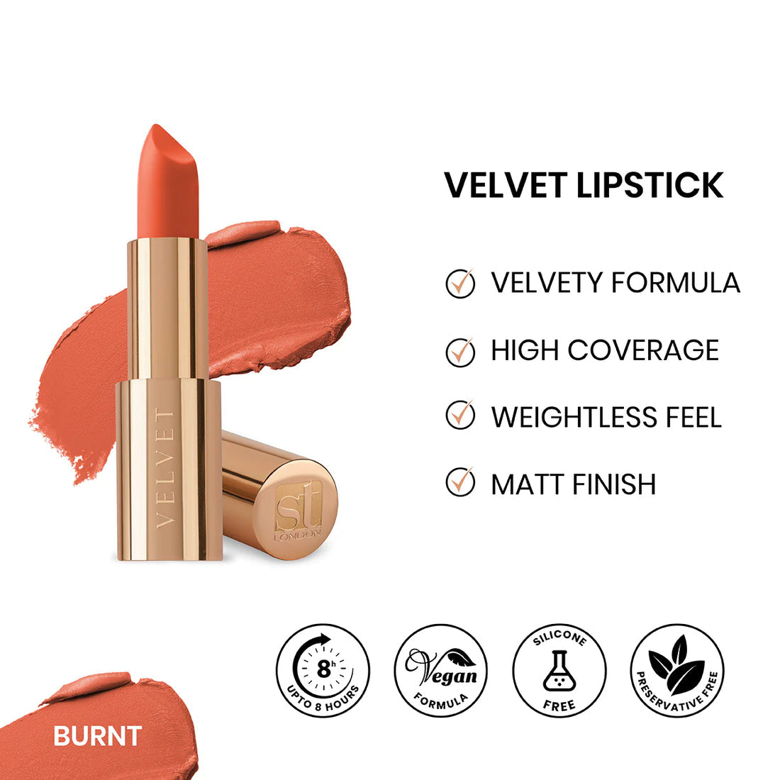 ST.LONDON NEW VELVET ULTRA MATT LIPSTICK-BURNT