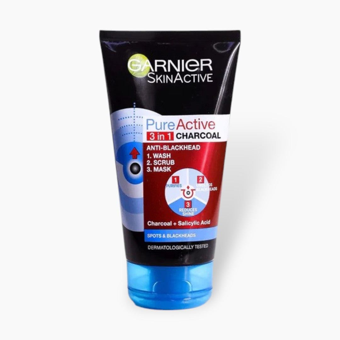 Garnier 3 In 1 Anti Blackhead Charcoal Face Wash 150ml