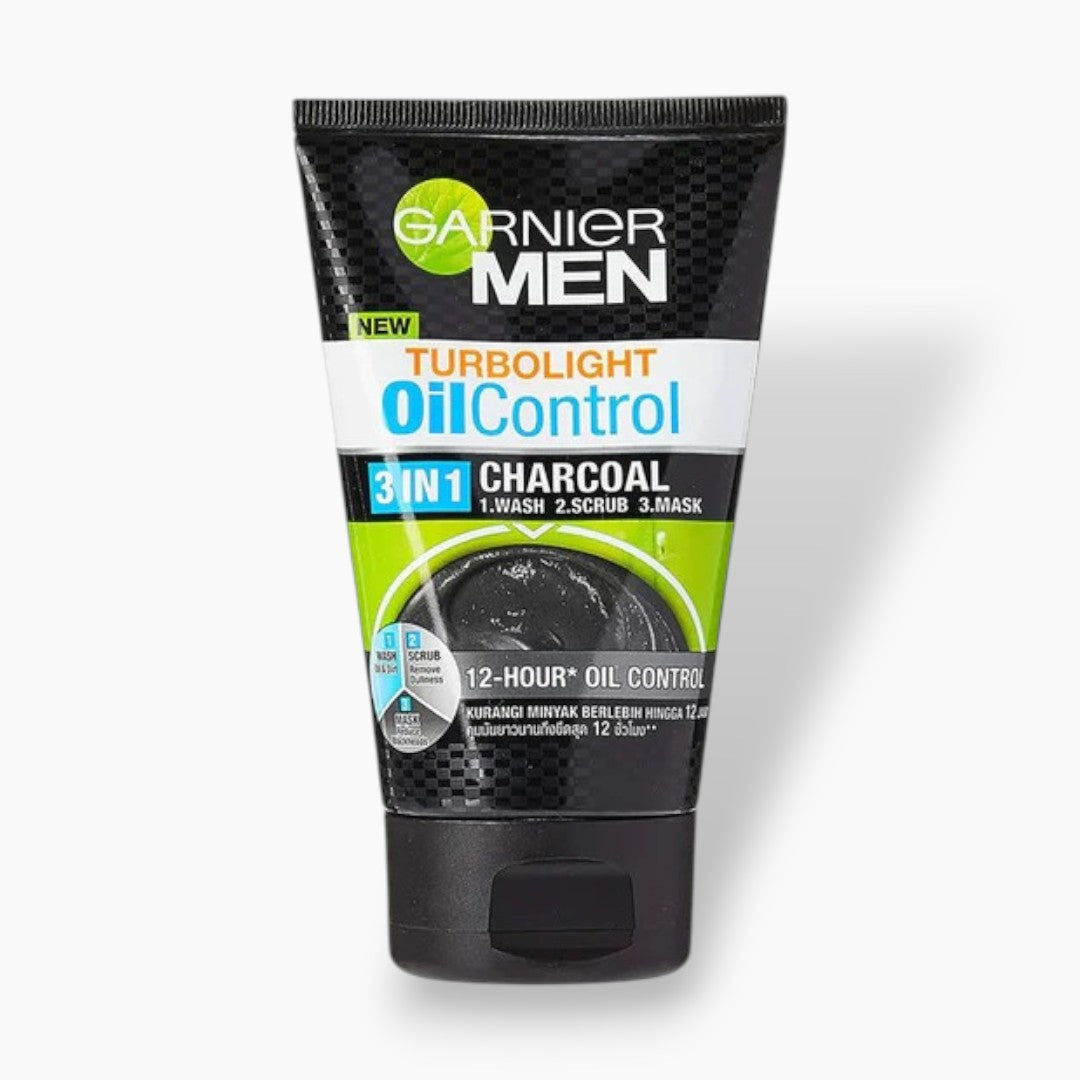 Garnier Men TurboLight Oil Control Charcoal Cooling Face Wash 100ml