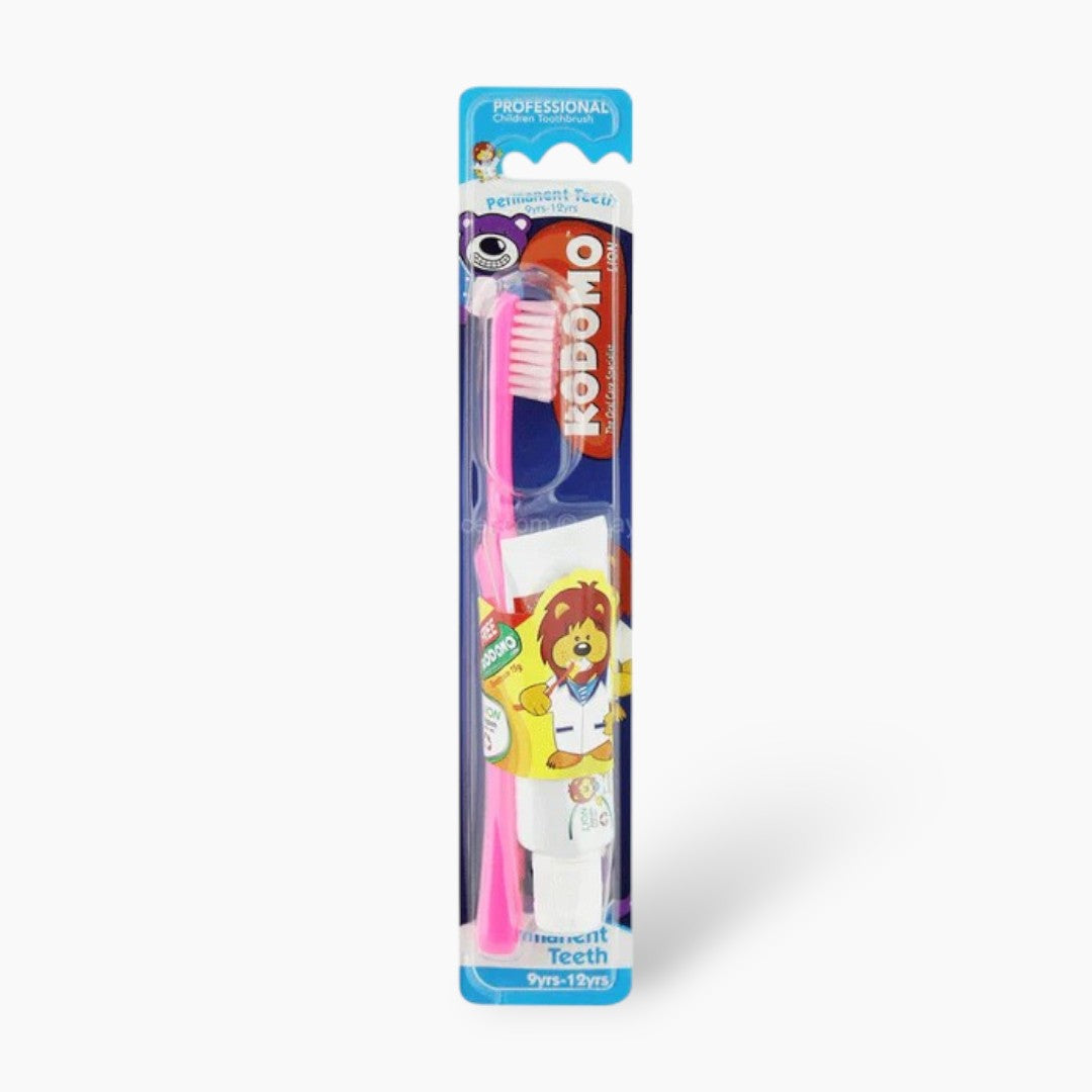 Kodomo Lion Orange Or Strawberry Teeth Brush & Paste Set 6+Yrs