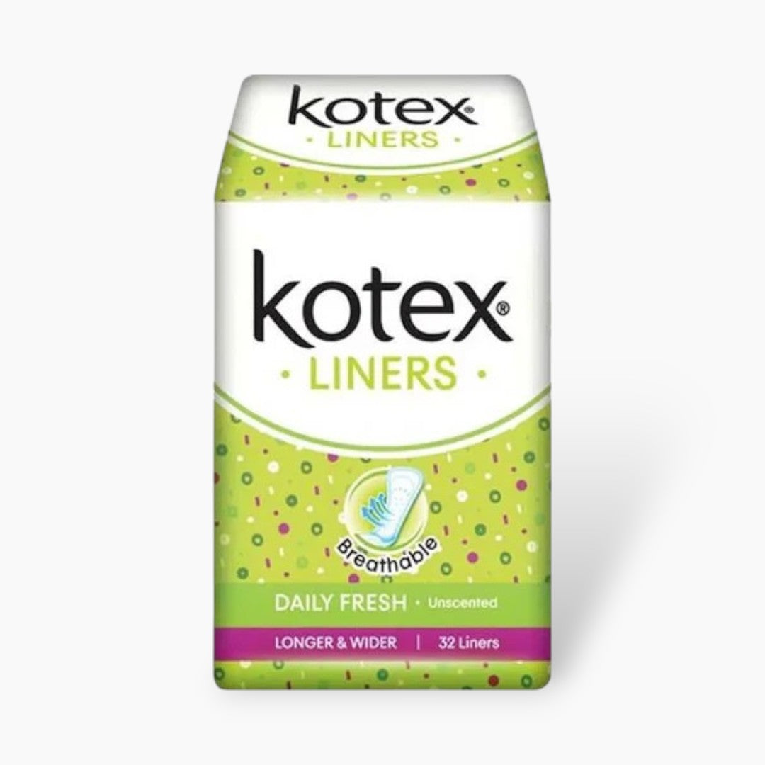 Kotex Fresh Longer and Wider Unscented Panty Liners 32'S