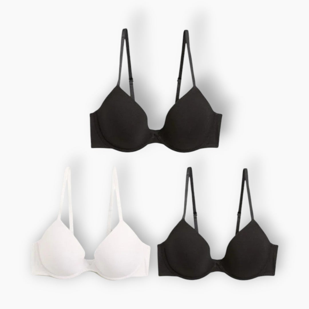 Marks & Spencer Lightly Padded With Wired Bra Black (Pack of 3)