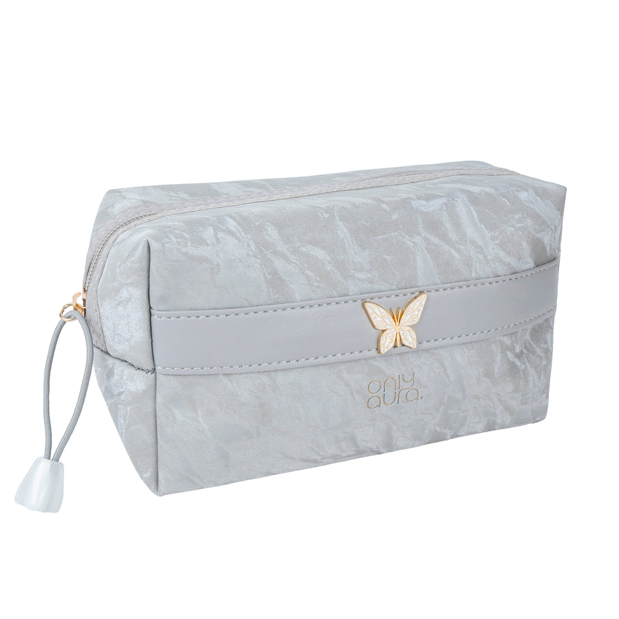 ONLYAURA COSMETIC BAG 1008-367# GREY PU MATERIAL