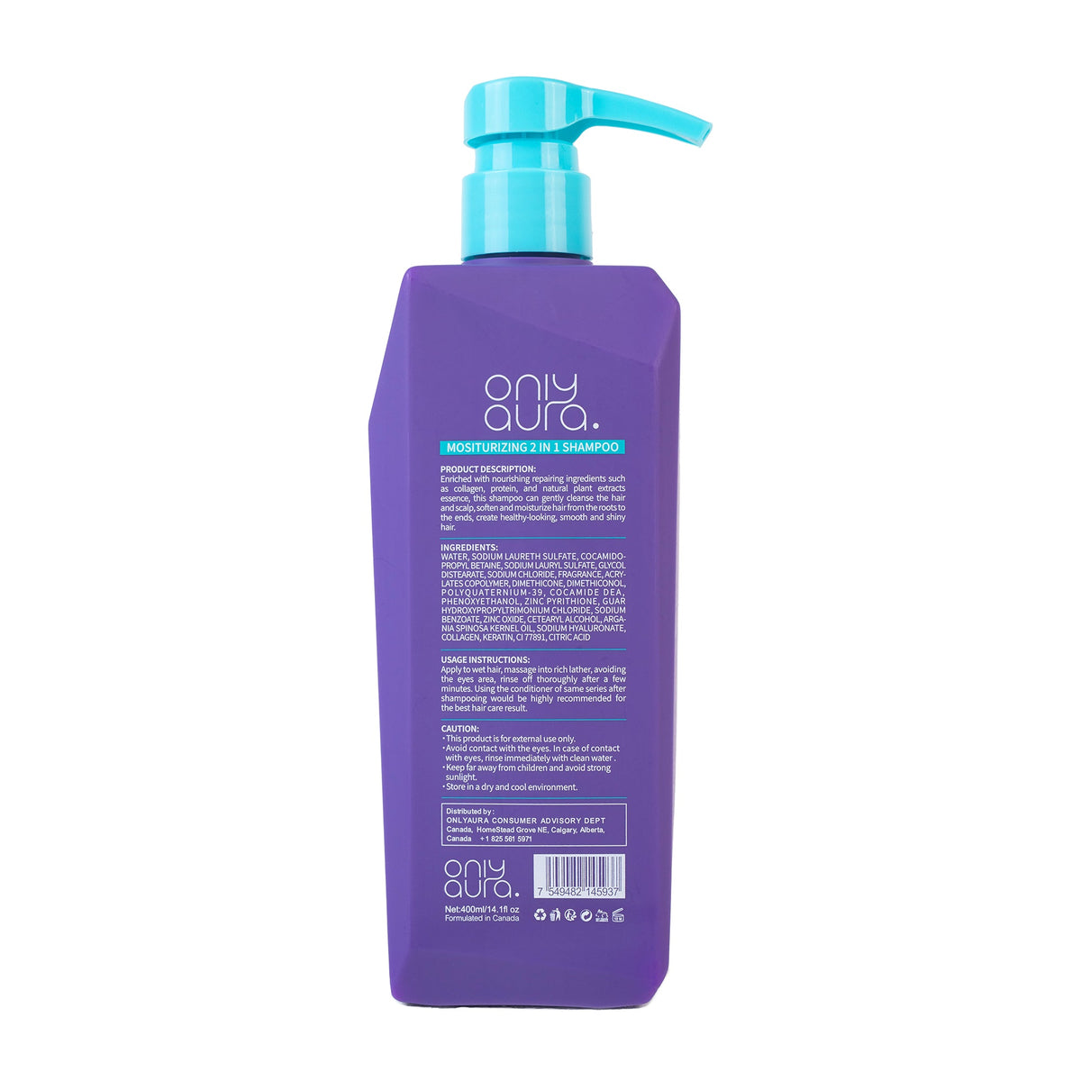 ONLYAURA MOISTURIZING 2 IN 1 SHAMPOO 400ML