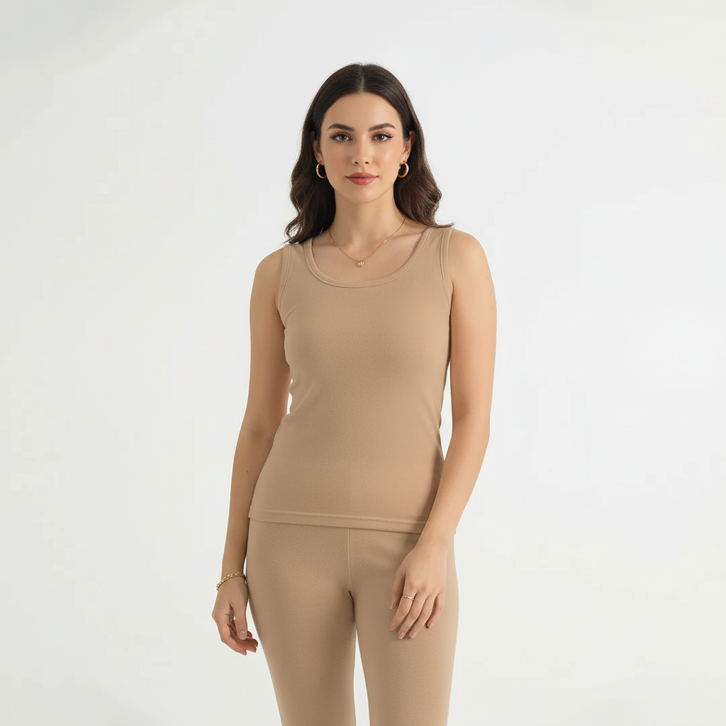 Belleza Lingerie Thermal Sleeve Less Shirt - Skin