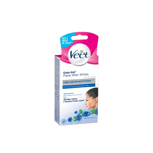 Veet Sensitive Skin Wax Strips 20'S + 4 Face Wipes