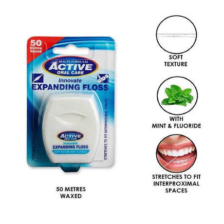 Beauty Formulas Active Innovate Mint Expanding Waxed Floss 50m