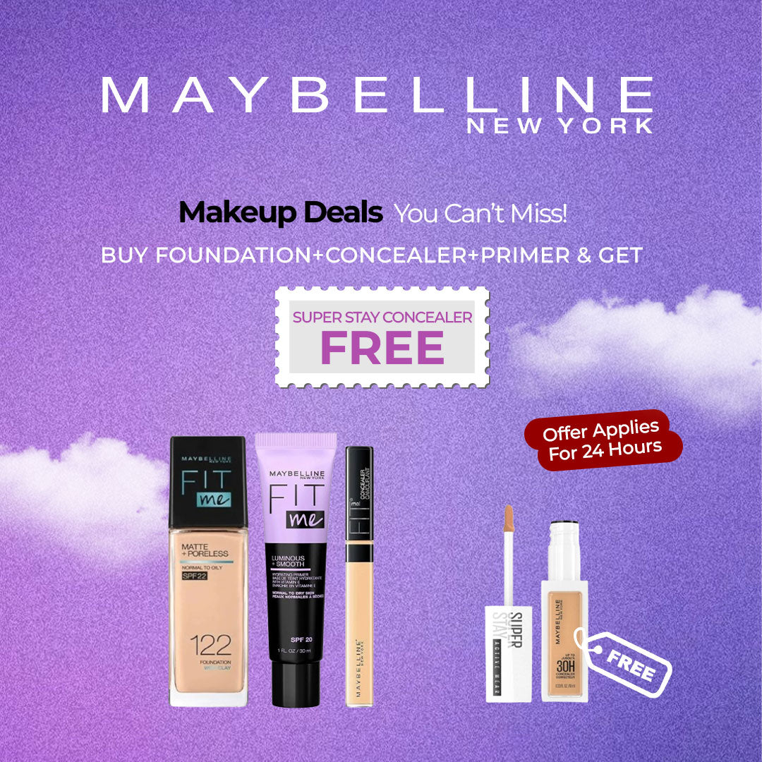 Maybelline Bundle Offer: Foundation + Concealer + Primer → FREE Super Stay Concealer!