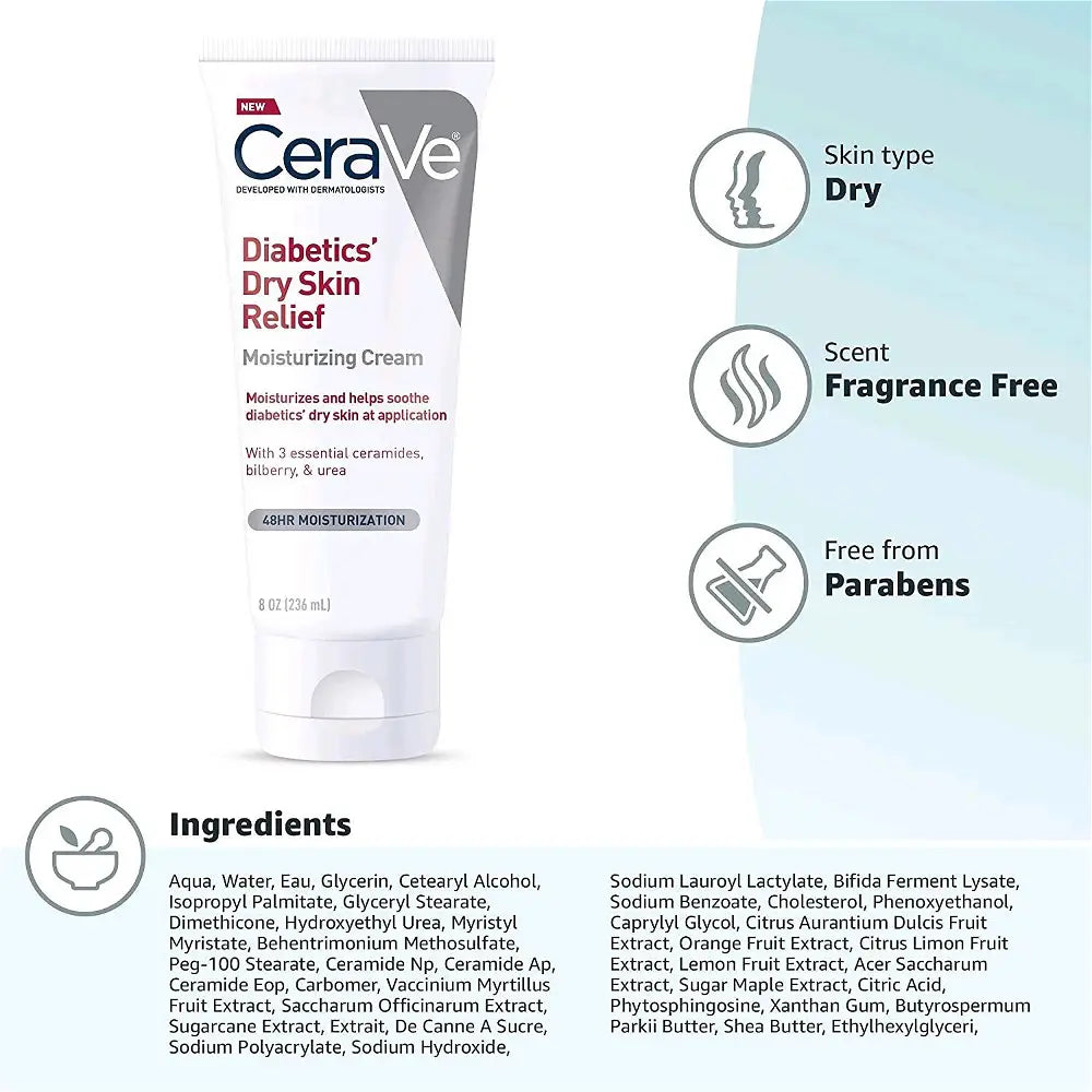 Cerave Diabetics Dry Skin Relief Moisturizing Cream 8OZ
