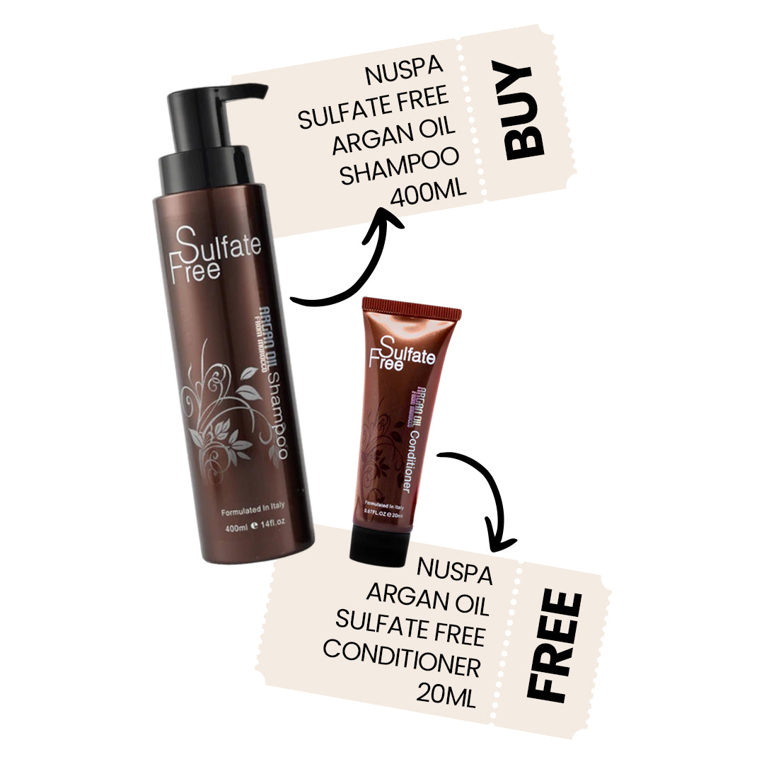 Buy Nuspa Sulfate Free Argan Oil Shampoo 400ml | Get Free - Nuspa Argan Oil Sulfate Free Conditioner 20ml