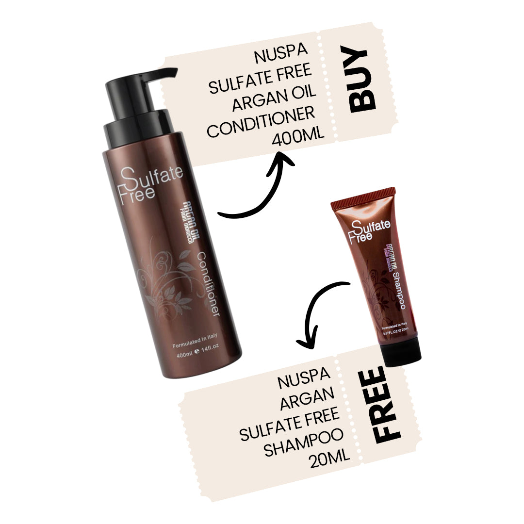 Buy Nuspa Sulfate Free Argan Oil Conditioner 400ml | Get Free - Nuspa Argan Sulfate Free Shampoo 20ml