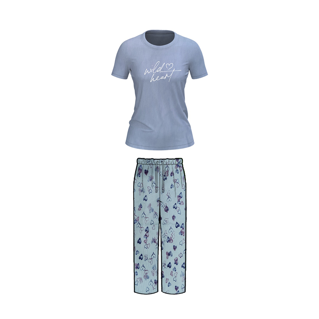 Belleza Lingerie Crew Neck C/Jersey Pajama Set  0097 Multi