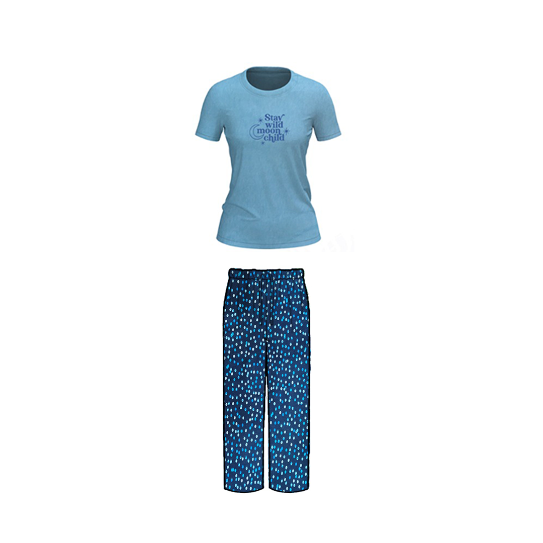 Belleza Lingerie Crew Neck C/Jersey Pajama Set  0100-Multi