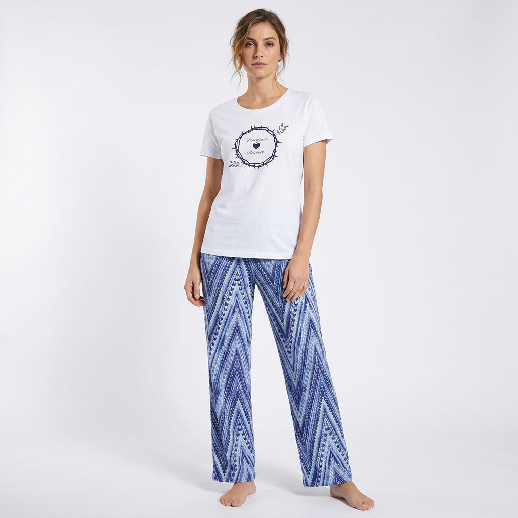Belleza Lingerie Crew Neck C/Jersey Pajama Set  0103-Multi