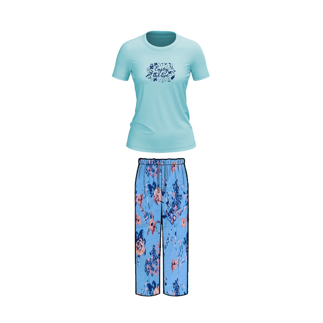 Belleza Crew Neck C/Jersey Pajama Set  0106-Multi