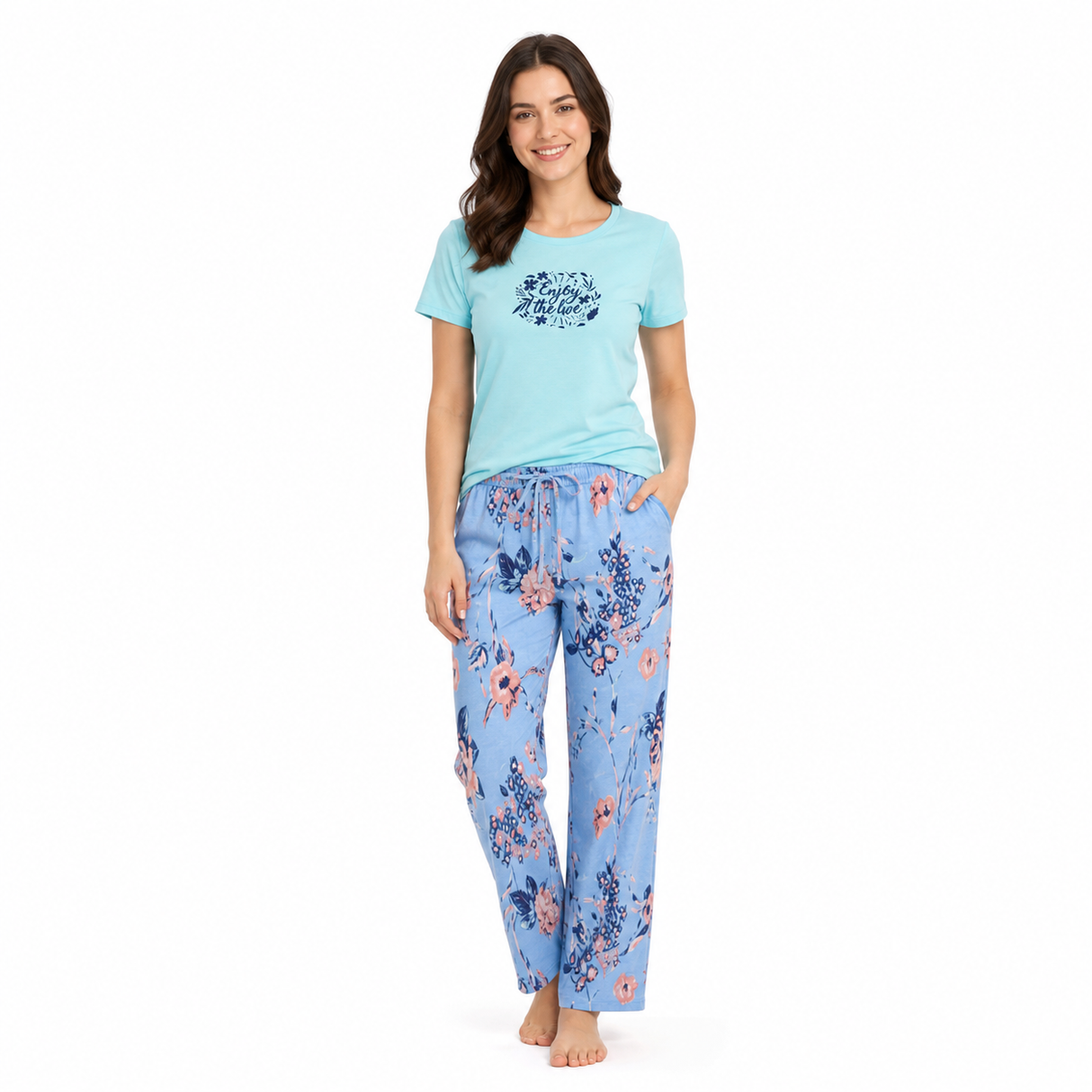 Belleza Lingerie Crew Neck C/Jersey Pajama Set  0106-Multi