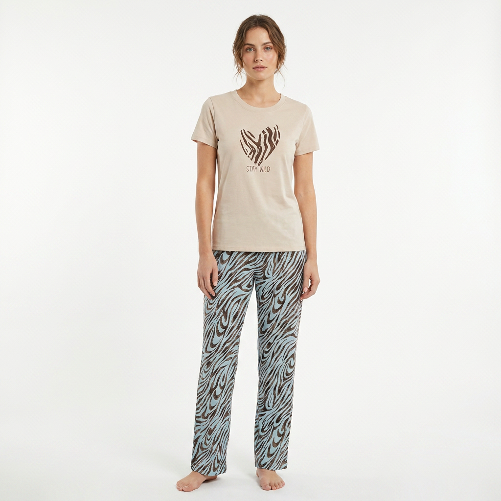 Belleza Lingerie Crew Neck C/Jersey Pajama Set  0108-Multi