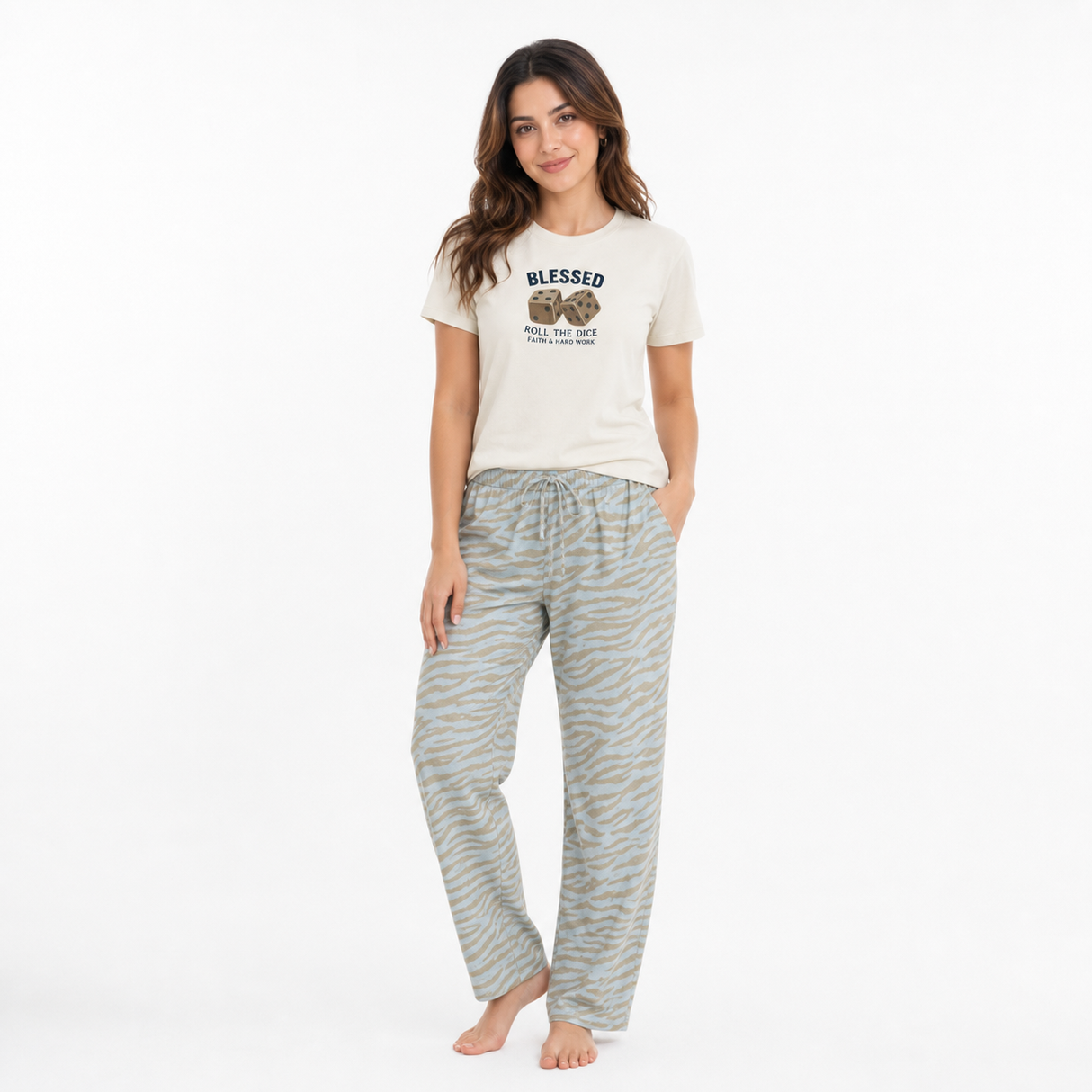 Belleza Lingerie Crew Neck C/Jersey Pajama Set  0109-Multi