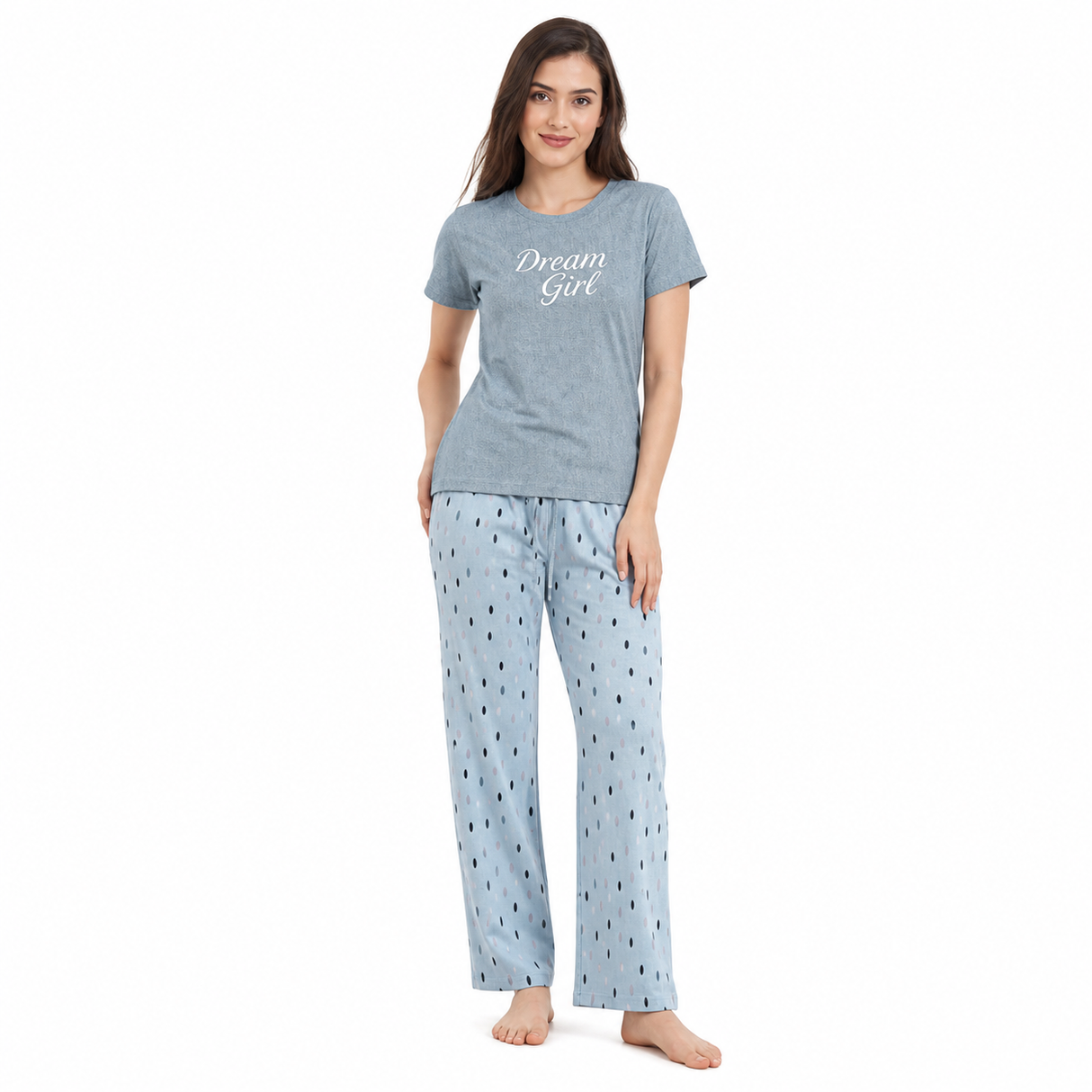 Belleza Lingerie Crew Neck C/Jersey Pajama Set  0114-Multi