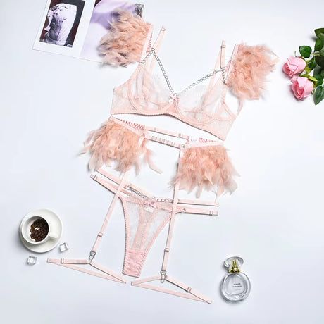 Belleza Lingerie Wired Net Bra Set - 1020