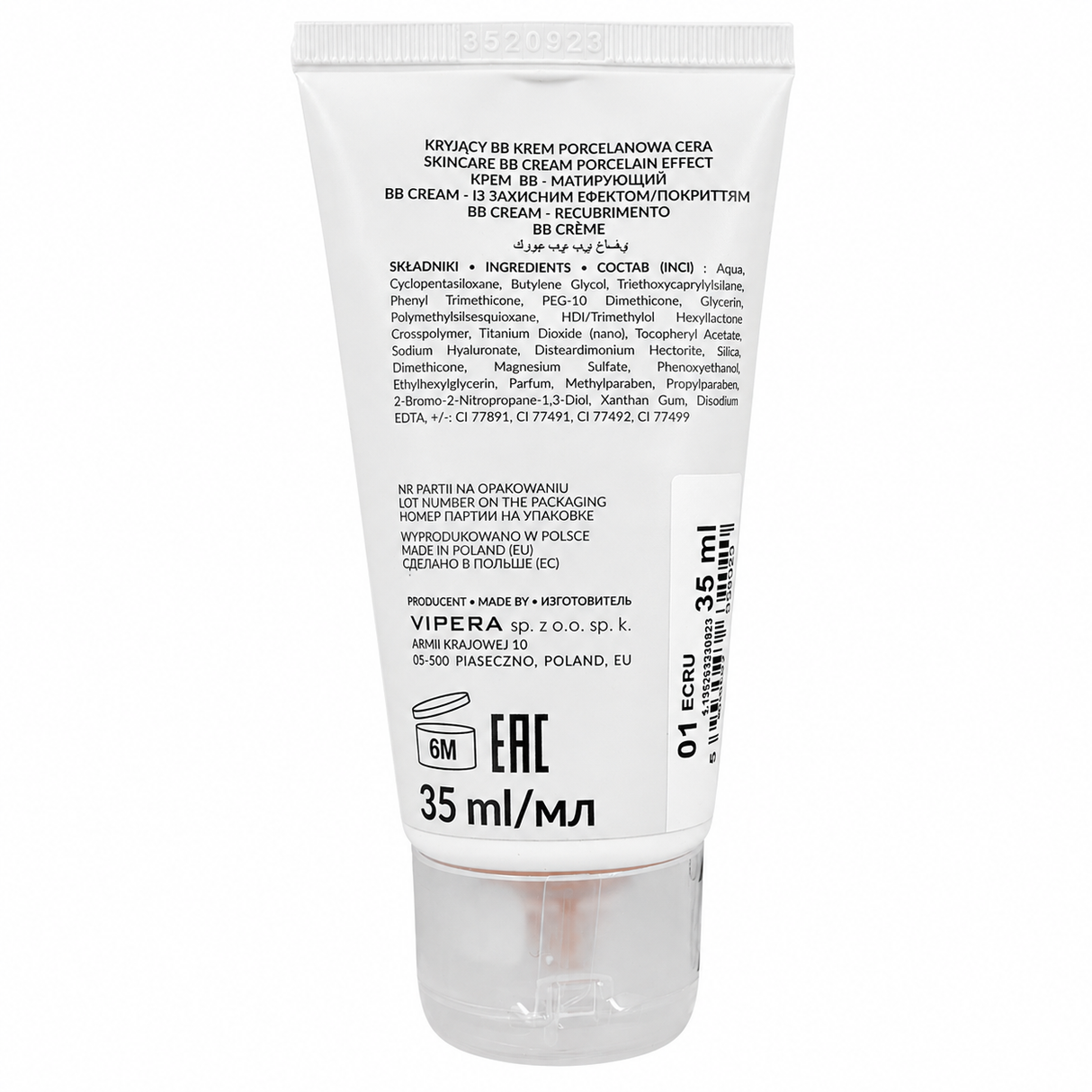 VIPERA BB CREAM COVER ME UP TUBE 01 ECRU 30ML