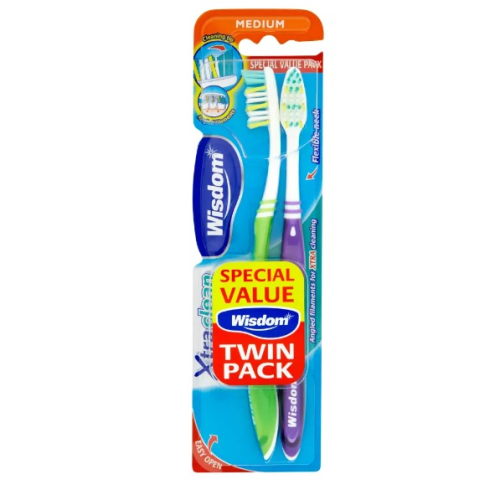 WISDOM EXTRA CLEAN MEDIUM TOOTH BRUSH TWIN PACK