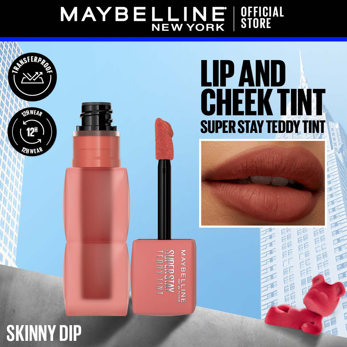 MAYBELLINE SUPER STAY TEDDY TINT - 15) SKINNY DIP LIPSICK