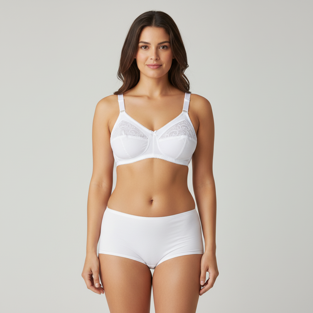 Belleza Lingerie Classic Cotton Bra - White