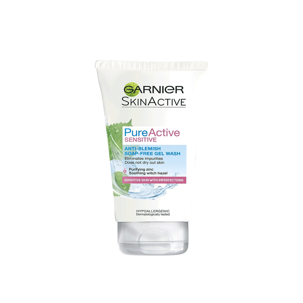 Garnier Pure Active Sensitive Anti Blemish Gel Face Wash 150ml RIOS