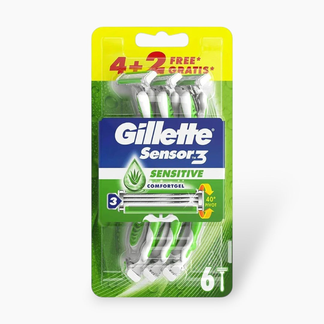 Gillette Sensor 3 Sensitive Comfort Gel Razor 6'S