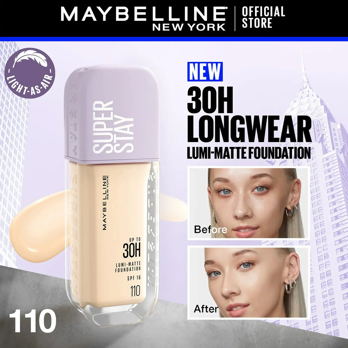 MAYBELLINE SUPER STAY LUMMIMATE 110 FNDTN 35ML