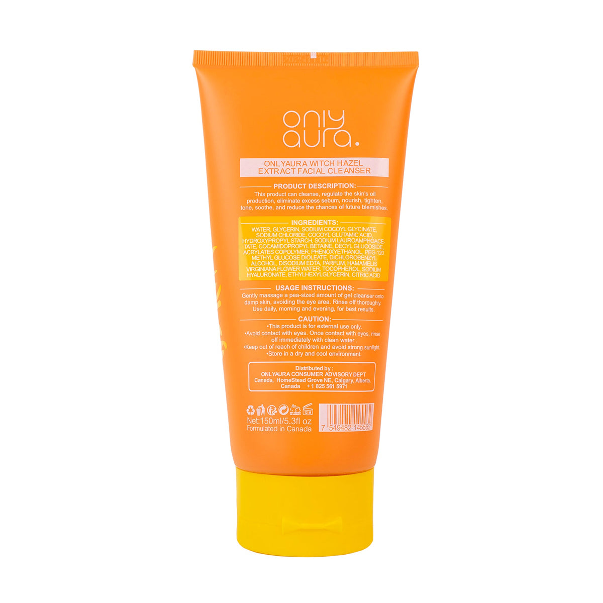 ONLYAURA WITCH HAZEL EXTRACT FACIAL CLEANSER 150ML