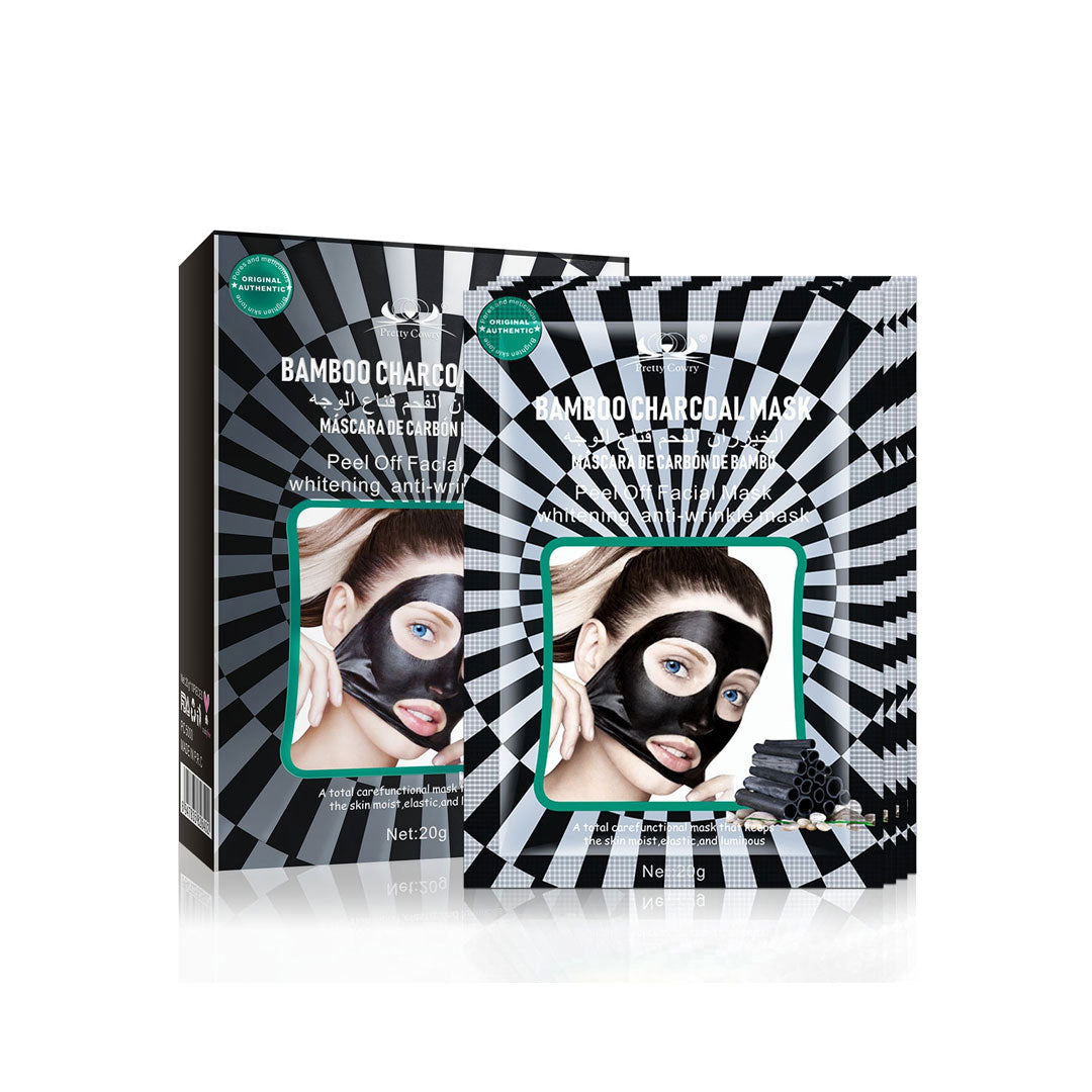 Pretty Cowry Bamboo Charcoal Tearing Black Sheet Mask 20g  (Pack Of 10)
