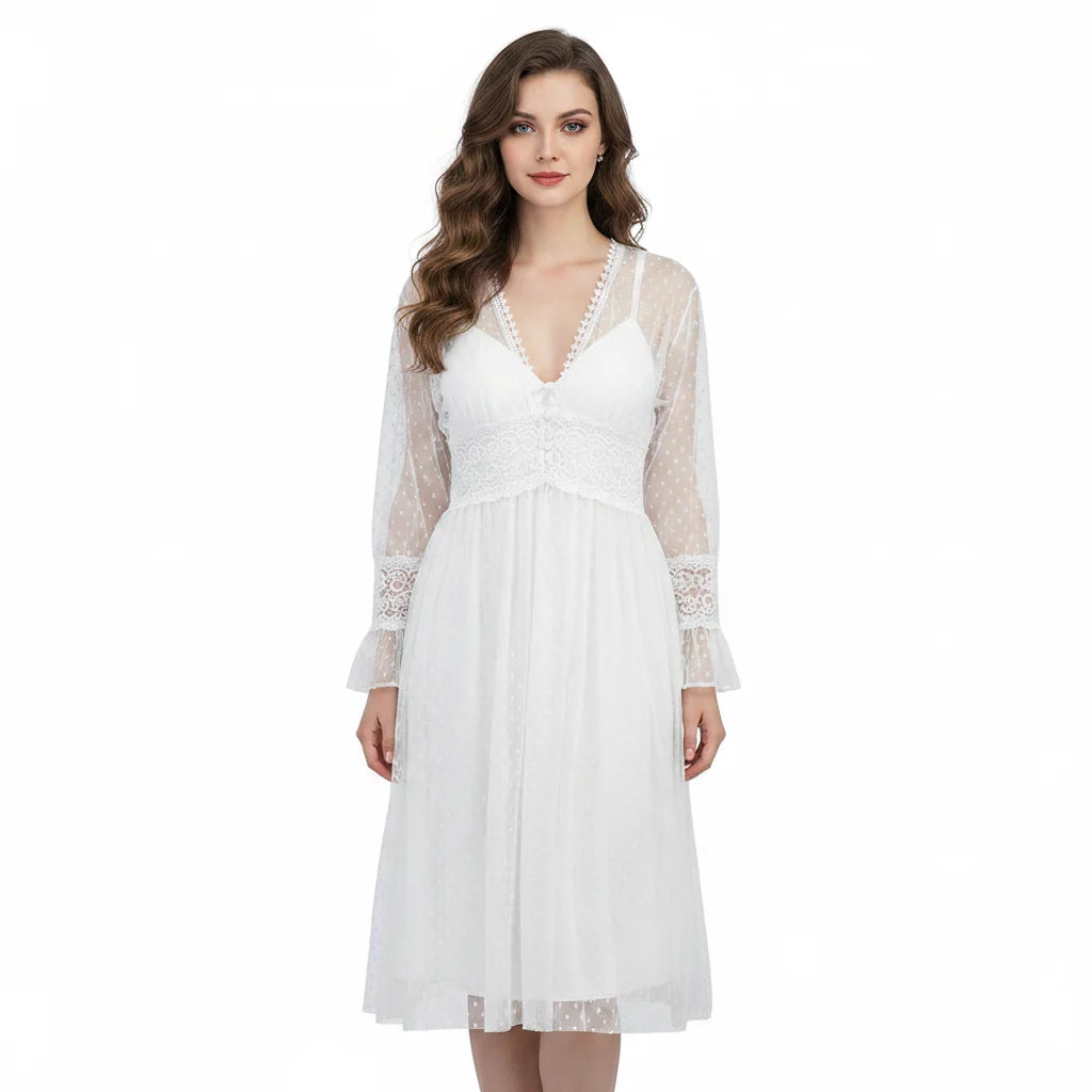 SARI NIGHTY SINGLE MIDI W/GOWN LNG5-4354