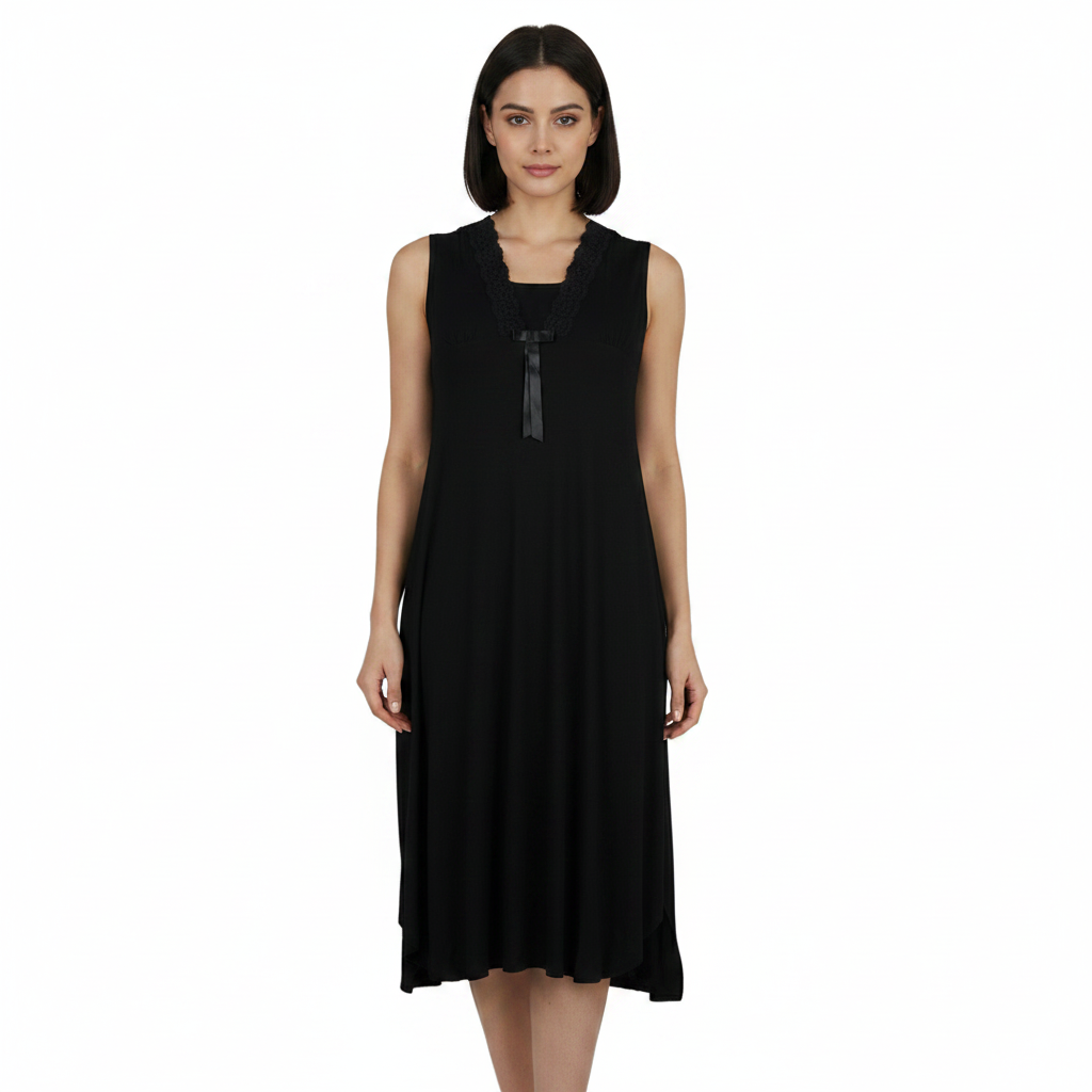 SARI NIGHTY SINGLE MIDI LNG5-4367 BLACK FREE