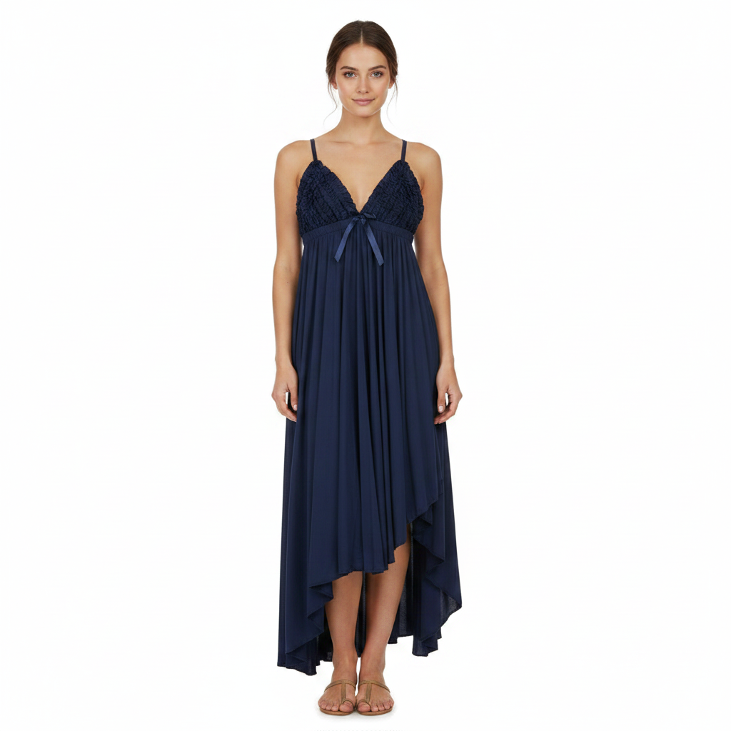 SARI NIGHTY SINGLE MIDI LNG5-4373 NAVY L