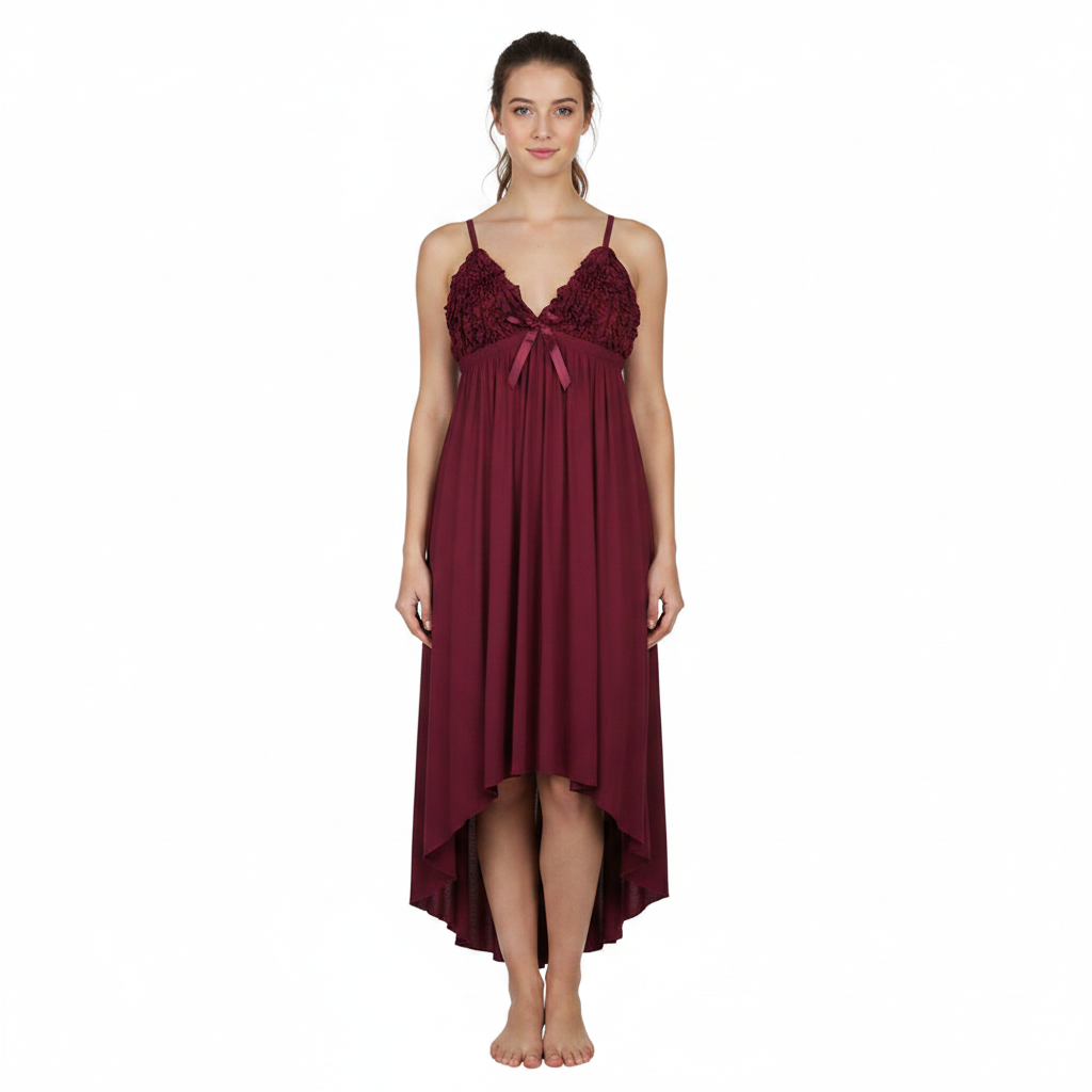 SARI NIGHTY SINGLE MIDI LNG5-4373 MAROON FREE