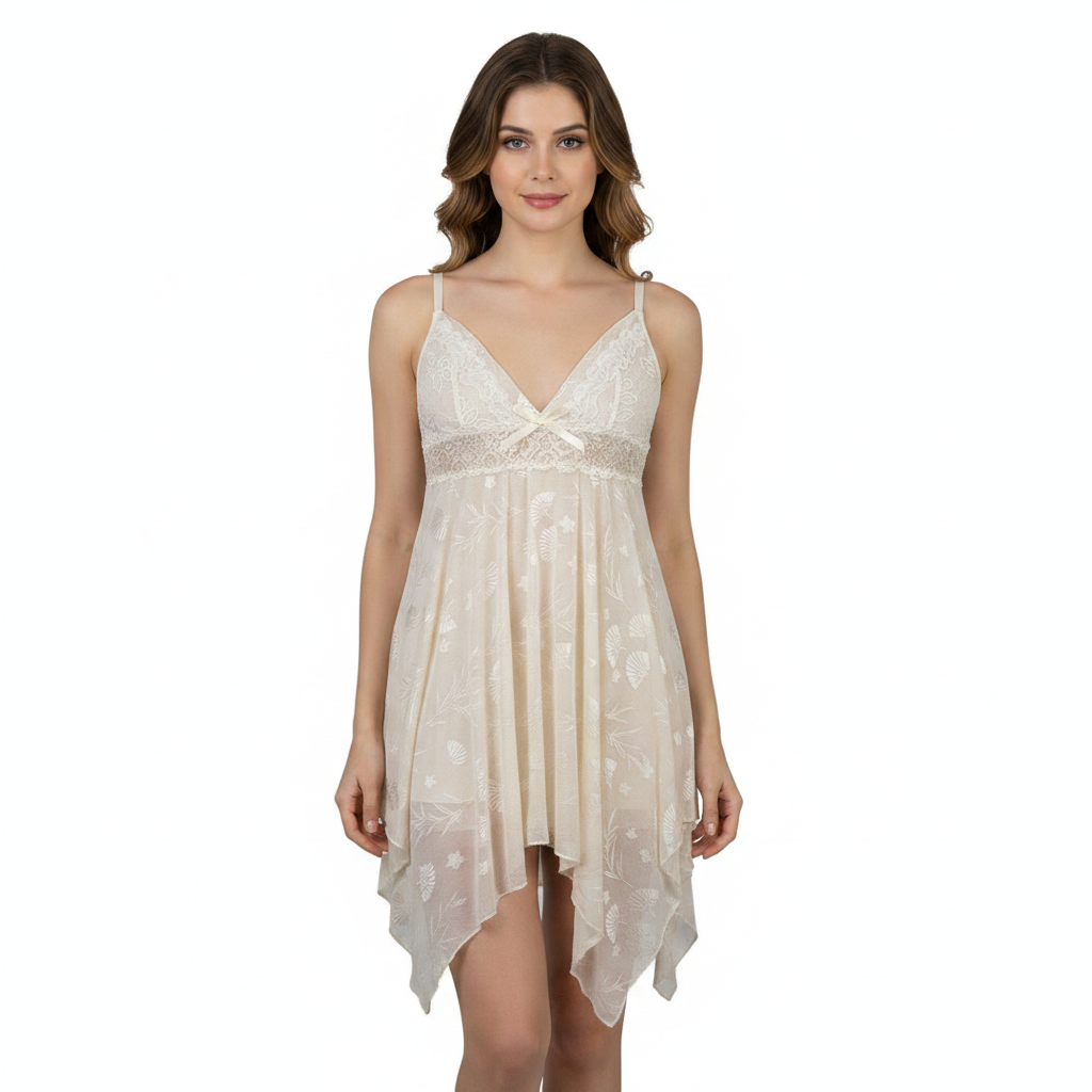 SARI NIGHTY SINGLE SHORT LNG5-4401 WHITE FREE